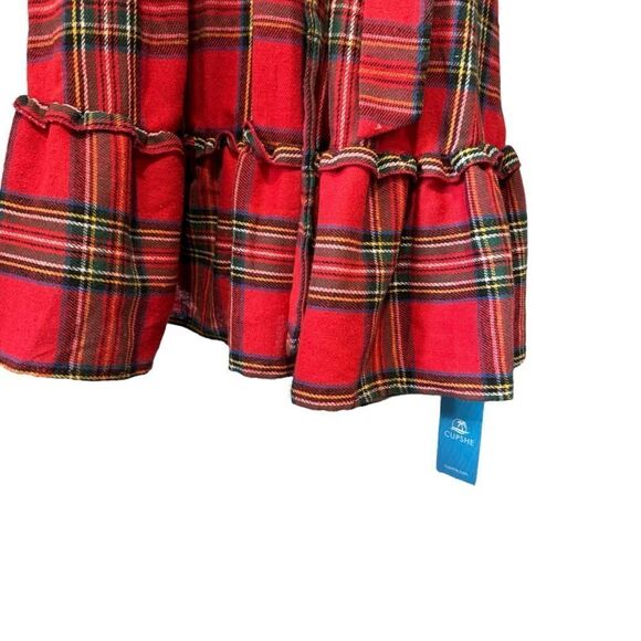 Cupshe Stand Collar Belted Ruffle Frill Plaid Gingham Check Dress Open Tie Back - Picture 6 of 11